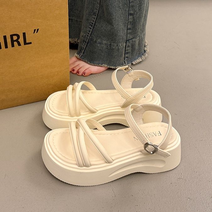 厚底 波形ソールストラップ厚底サンダル