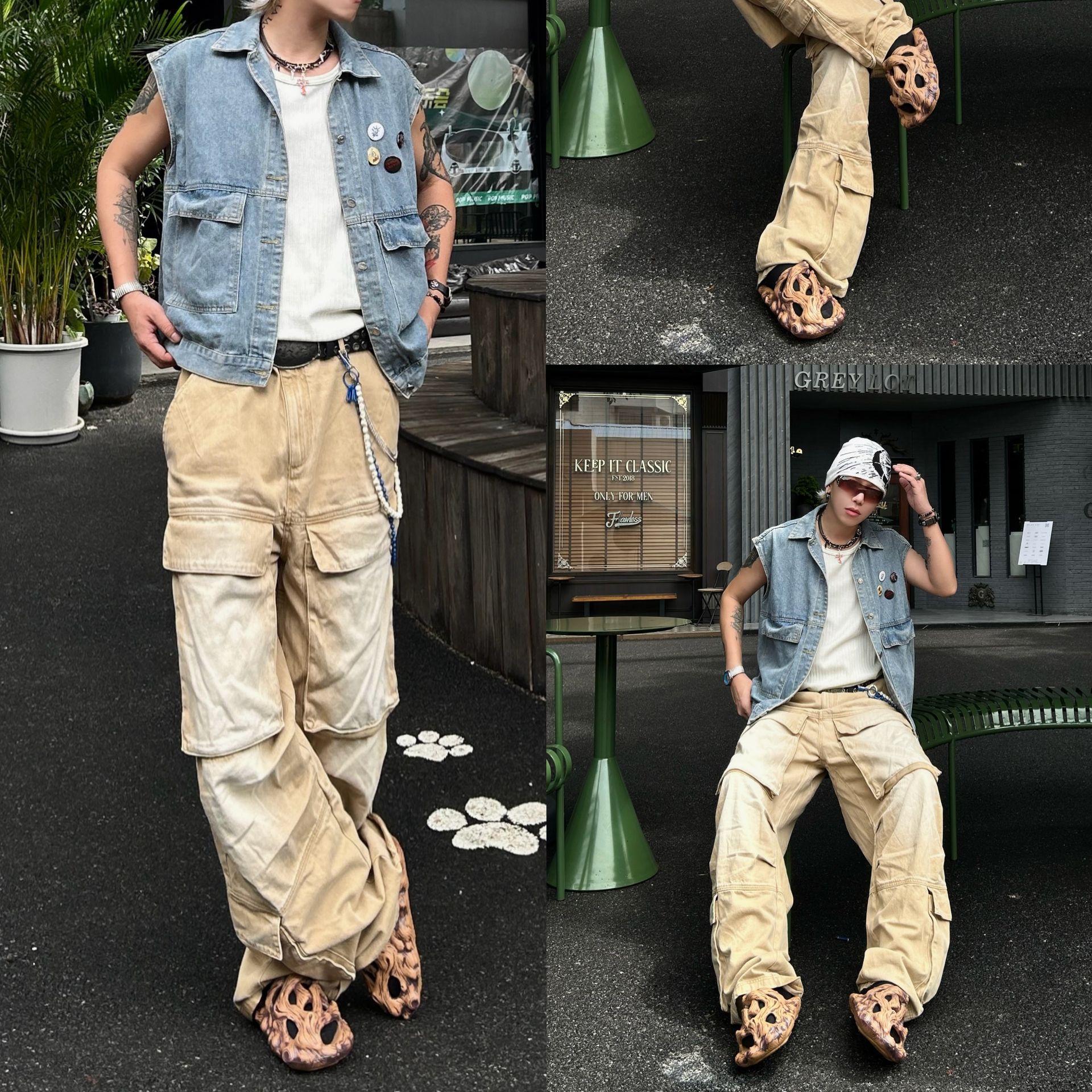 厚底 流木デザイン厚底サンダル