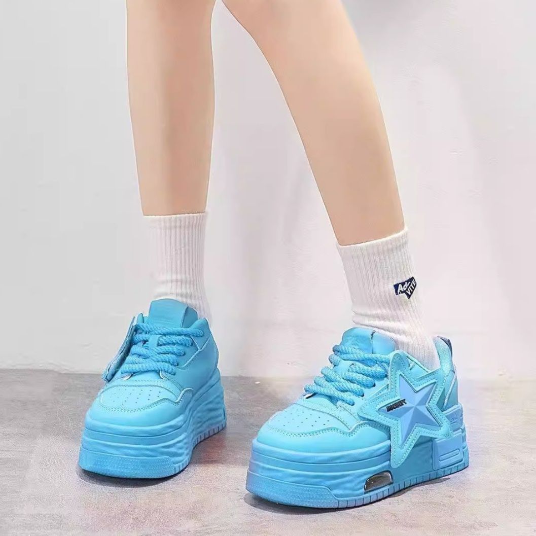 【厚底×星型デザイン×通気性】スタースニーカー｜4色展開・25.5cm対応