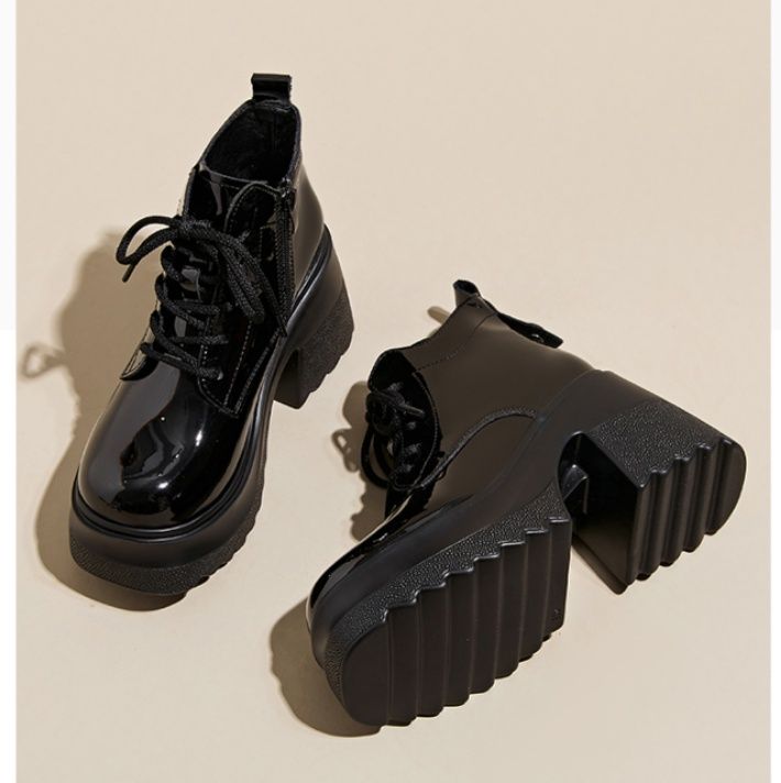 サイドジップ×レースアップ｜厚底ストリートブーツ
