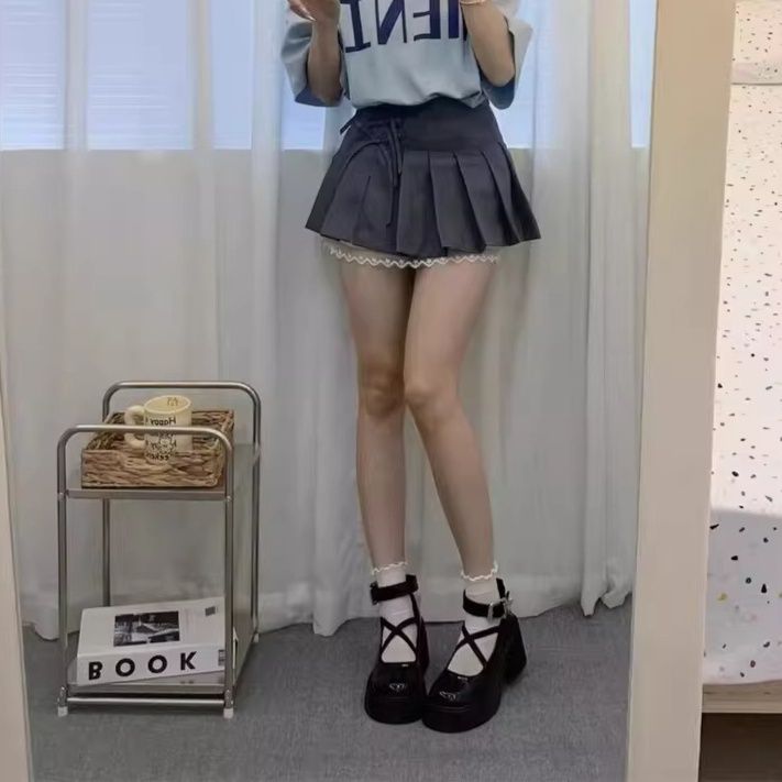 厚底 アンクルベルト付きクロスストラップ厚底パンプス