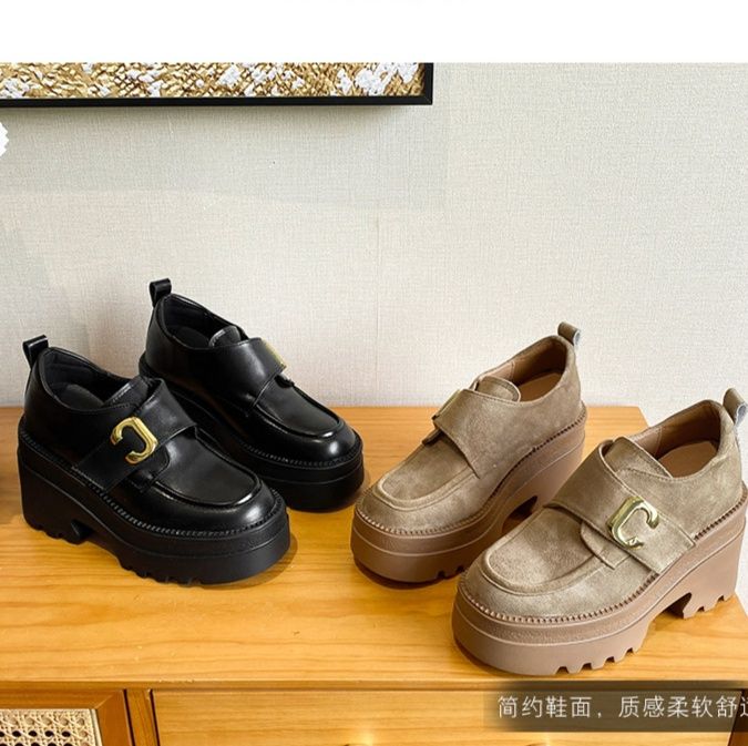 厚底 【金具ベルトデザイン × 脚長効果 × カジュアル系】13cm厚底ローファー