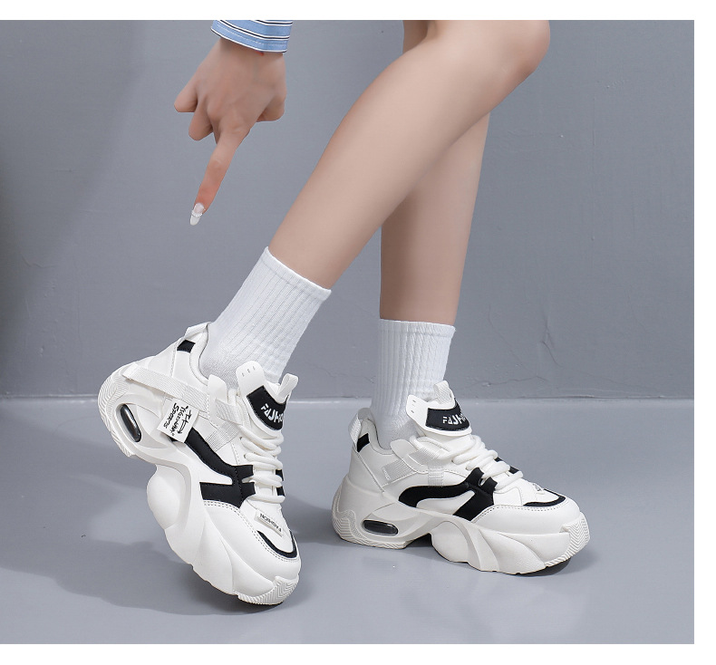 レディース厚底スニーカー紐靴美脚ボリュームソール