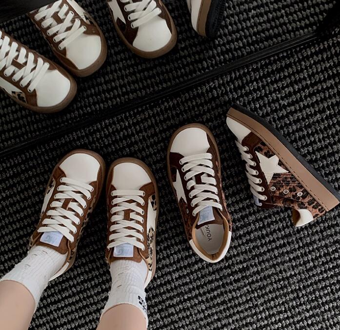 秋冬レオパード柄厚底パンプス履きやすい運動靴