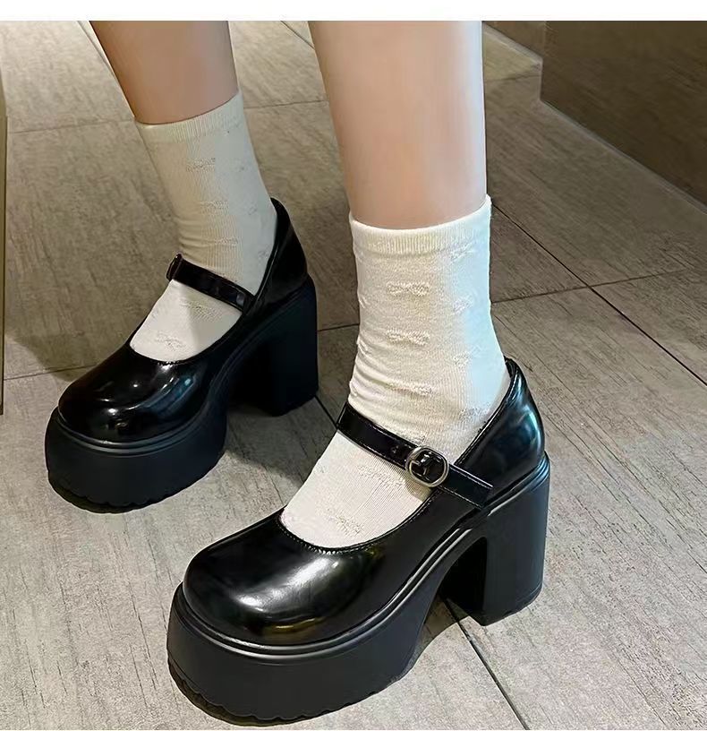 厚底 クラシカル厚底ストラップローファー
