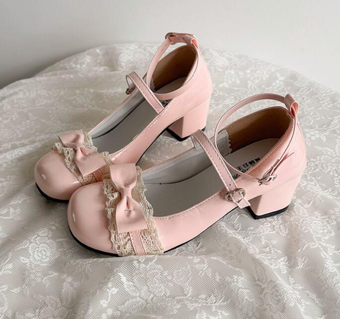 【姫かわエレガント】レース合皮厚底パンプス（6cm・乙女系）