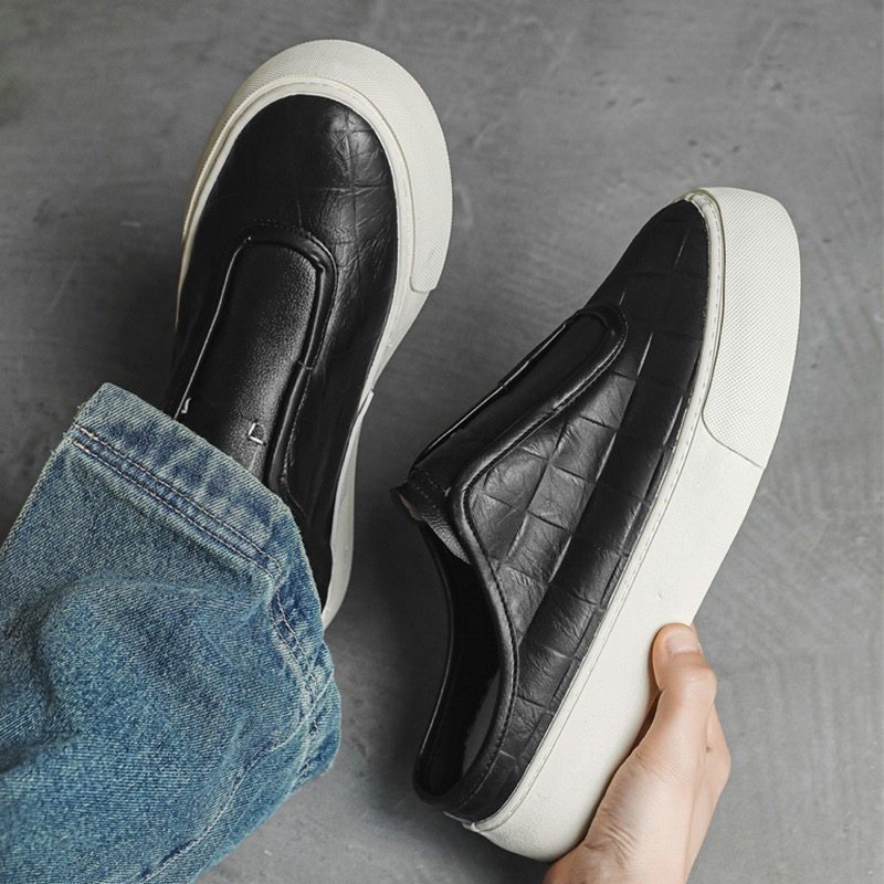 厚底スニーカー 合成革スリッポン 男性用靴