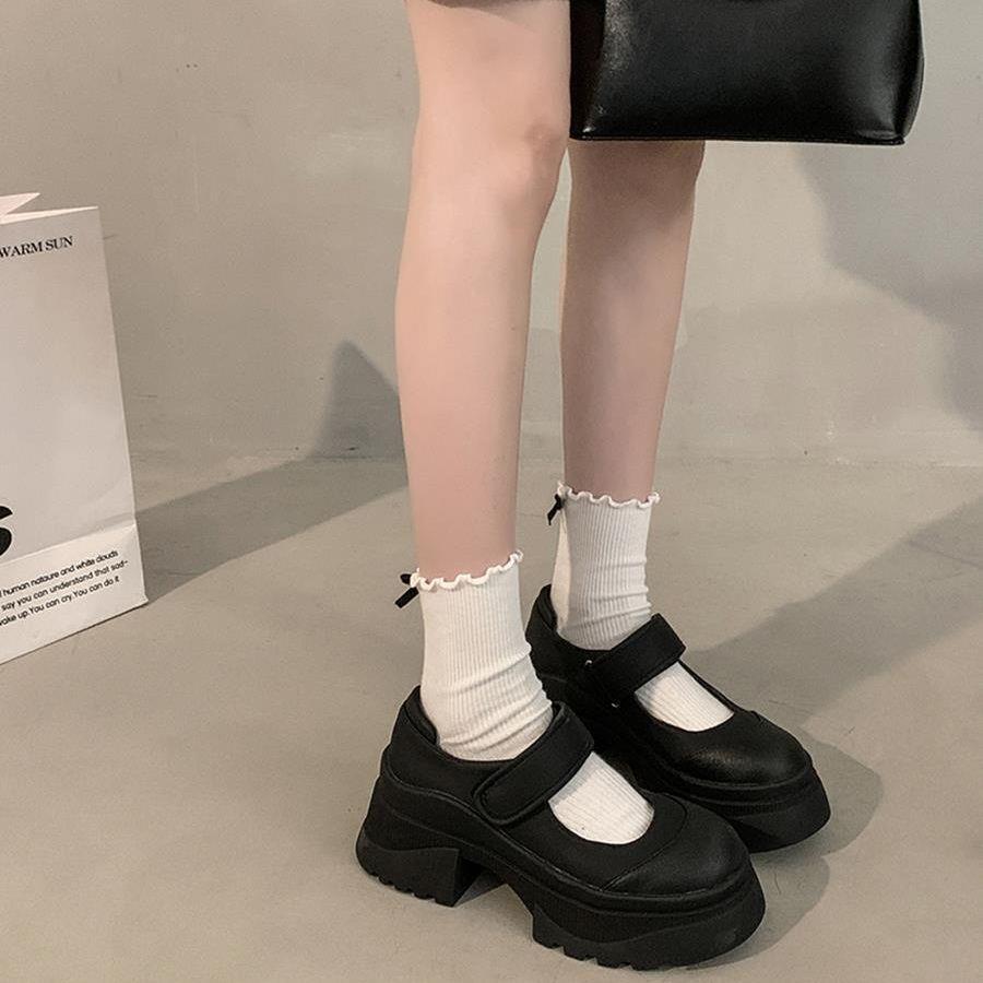 厚底 ストラップ付き厚底メリージェーンパンプス