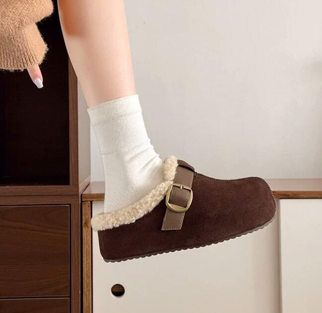 【あったか快適】裏起毛厚底サンダル（3cm・秋冬つっかけ・お出かけ用）