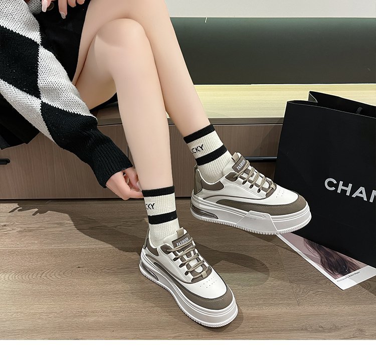 レディース厚底スニーカー紐靴通気性弾力ソール運動靴