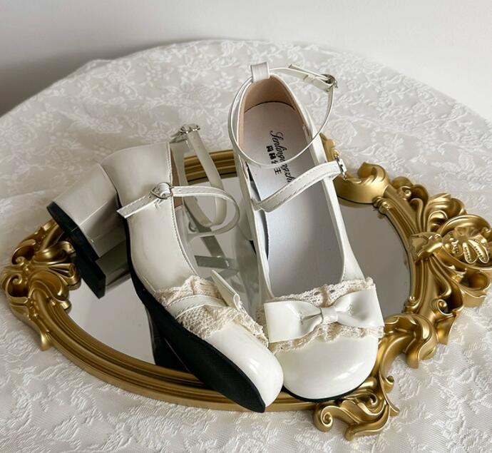 【姫かわエレガント】レース合皮厚底パンプス（6cm・乙女系）