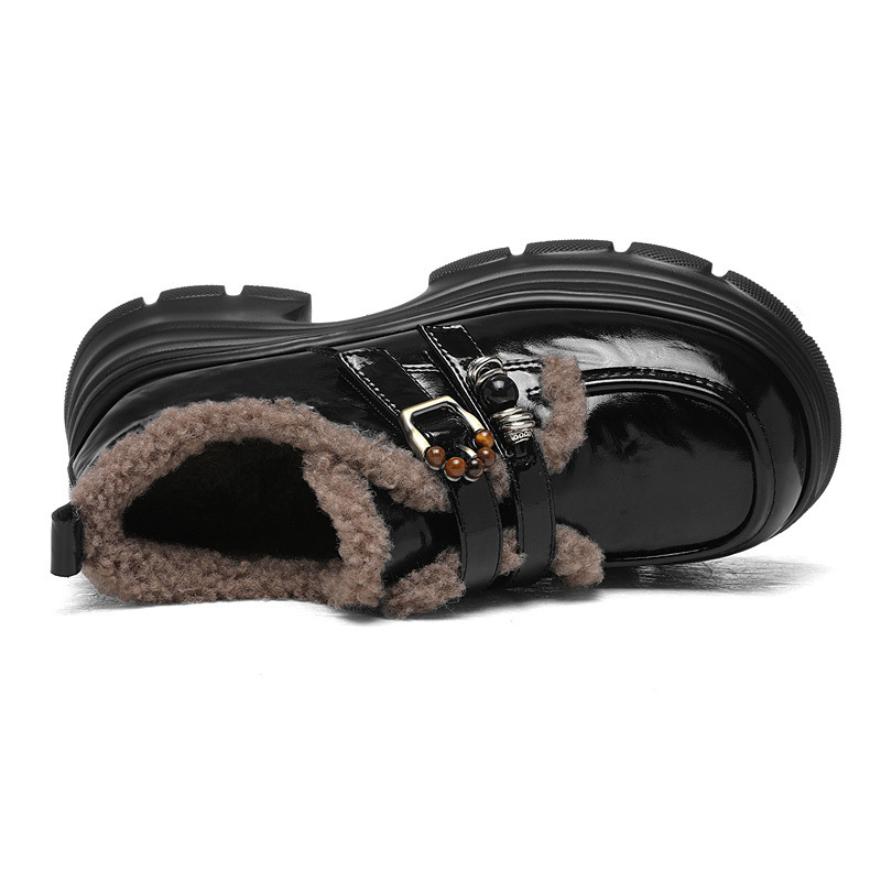 厚底 ボリュームソールもこもこファーショートブーツ