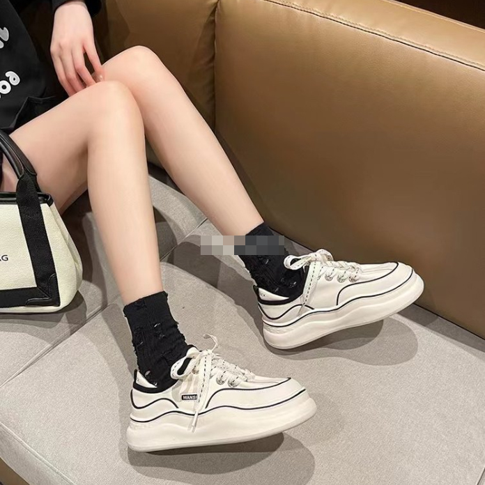 【白スニーカー×美脚スタイルアップ×韓国系】5.0cm厚底スニーカー