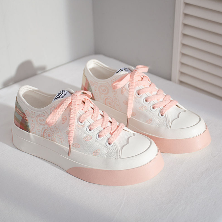 レディース厚底スニーカー紐靴白茶色可愛い脚長効果