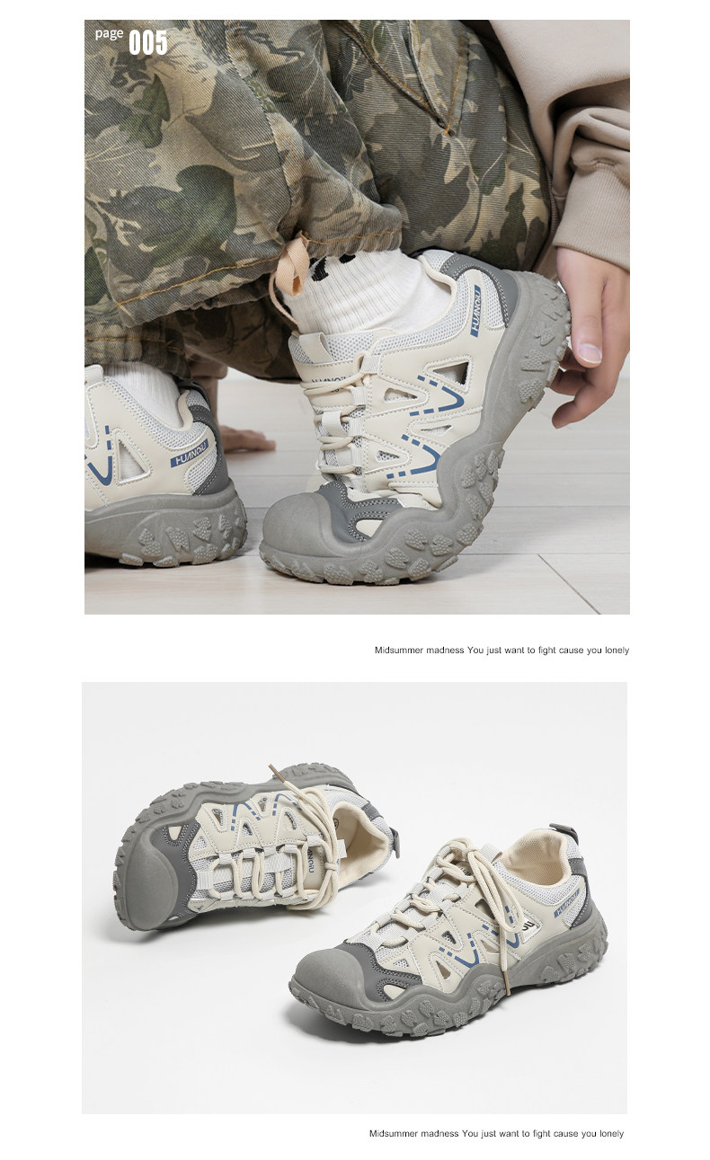 【立体成型ソール×通気メッシュ×韓国系】厚底アウトドアスポーツシューズ