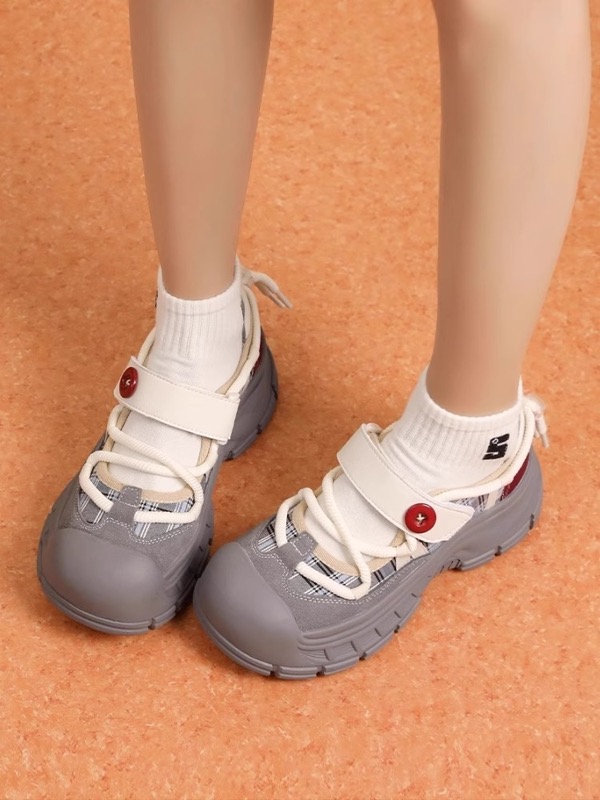 厚底スニーカー 面ファスナー式 ローカット 女性用靴