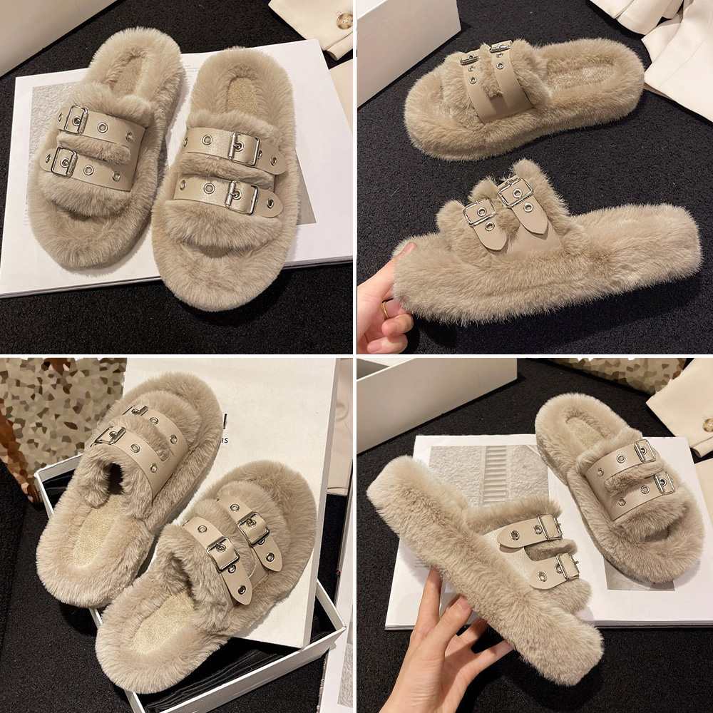 もこもこファーサンダル レディース 厚底ボアサンダル