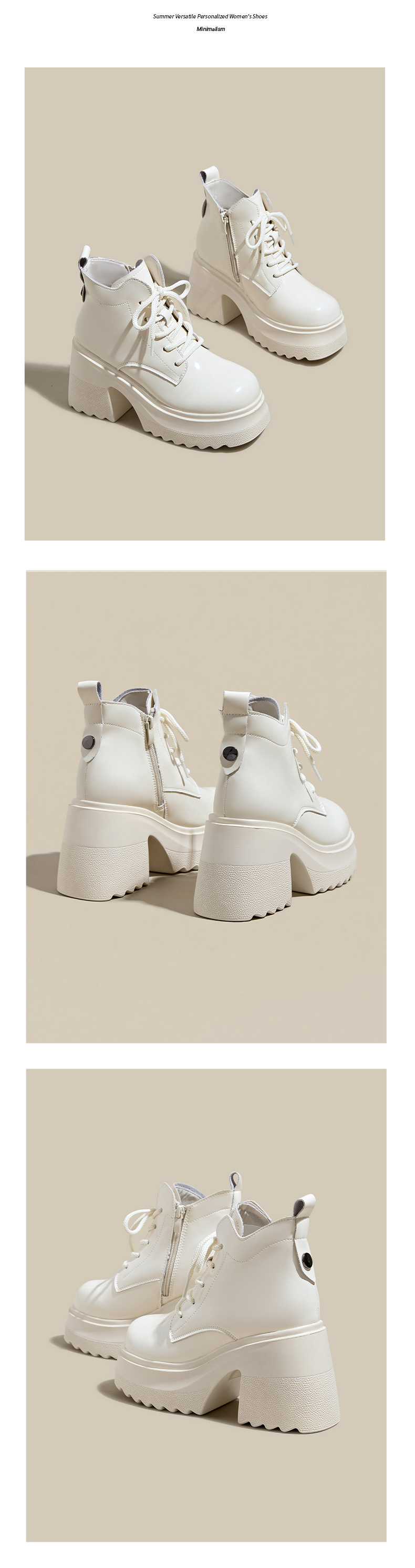 サイドジップ×レースアップ｜厚底ストリートブーツ