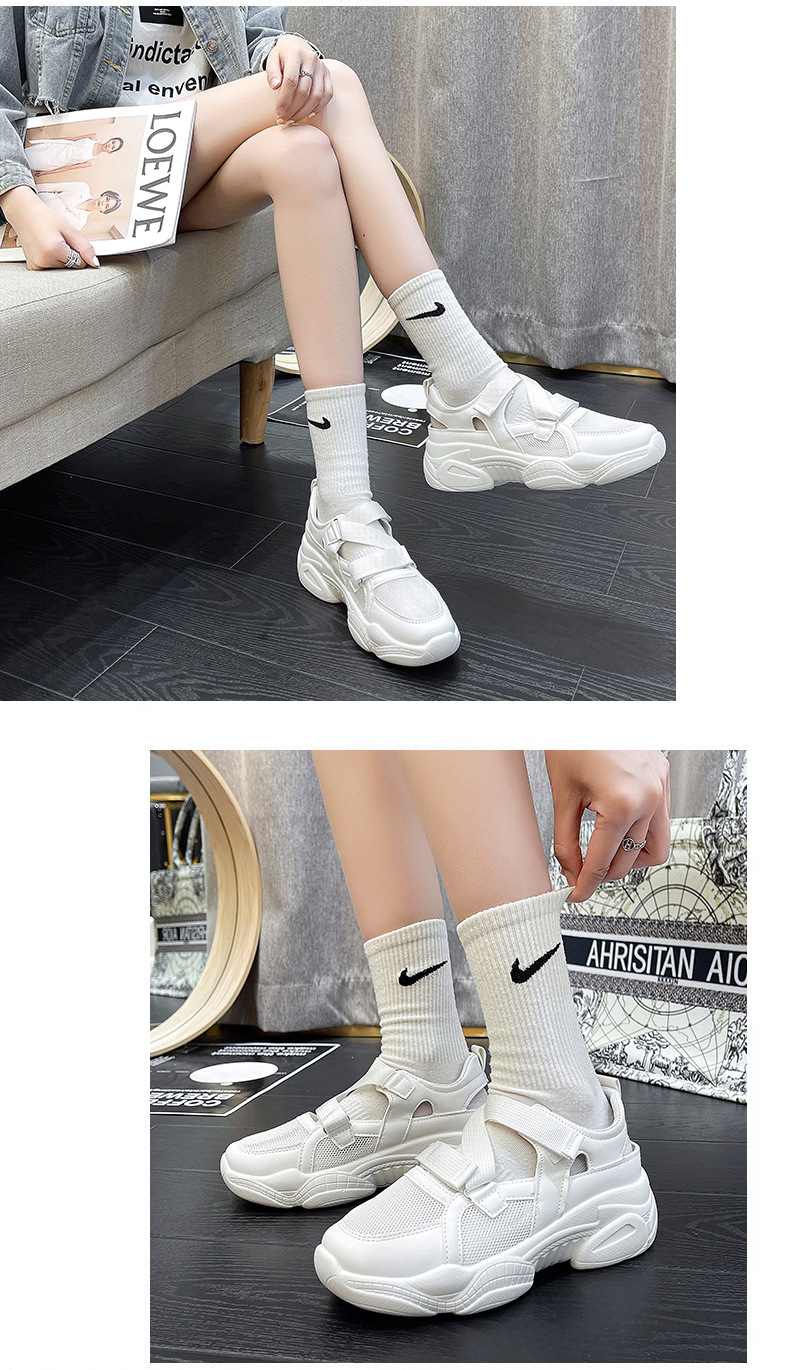 厚底７センチ スポーツサンダル 軽量通気性メッシュ