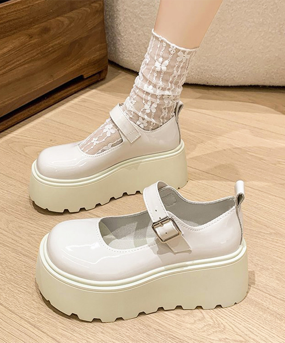 厚底ローファー レディース 韓国風 美脚 丸み靴