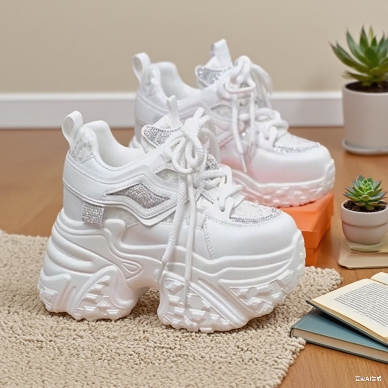 厚底 立体造形ボリューム厚底スニーカー