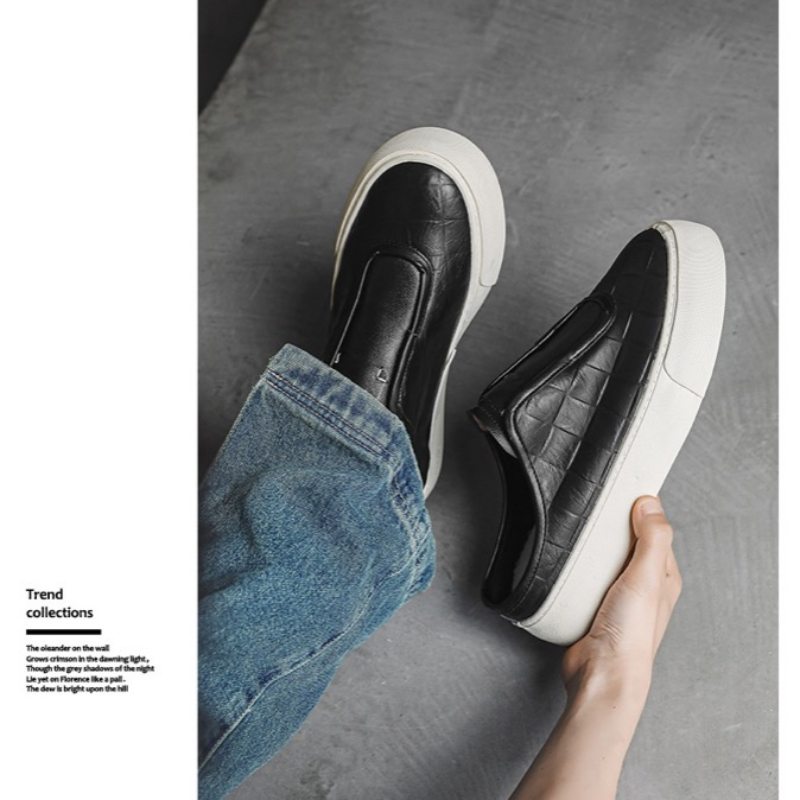 厚底スニーカー 合成革スリッポン 男性用靴