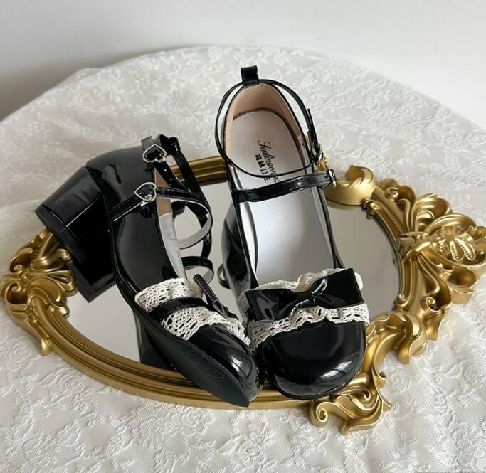 【姫かわエレガント】レース合皮厚底パンプス（6cm・乙女系）