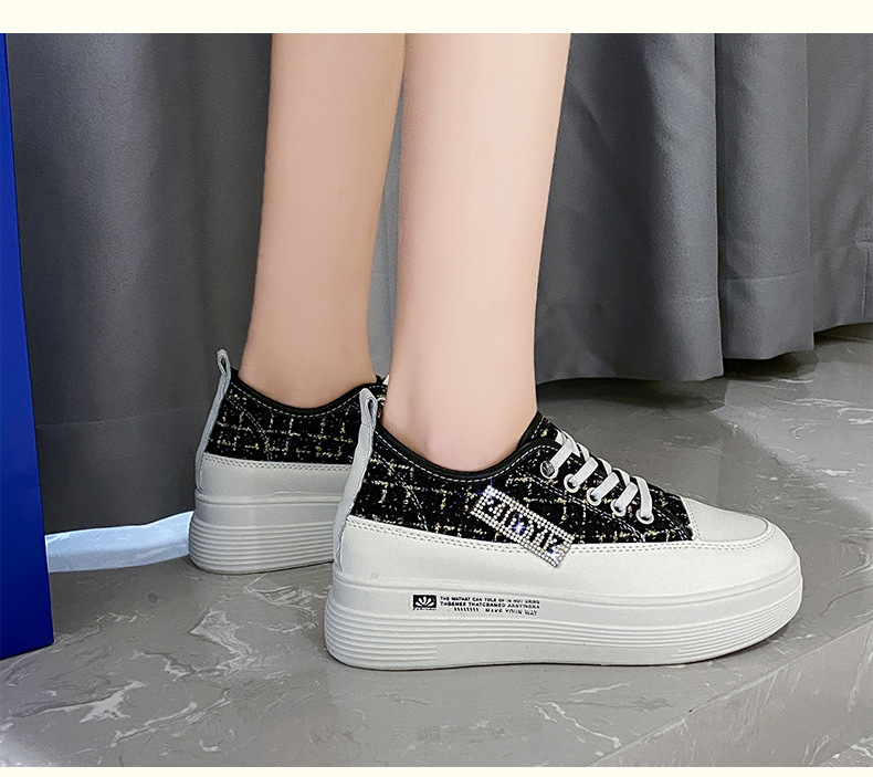 【ツイード調デザイン×6cm身長アップ×韓国系】6.0cm厚底スニーカー
