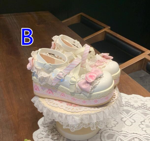 【ロマンティック】薔薇装飾ロリータ厚底パンプス（秋冬・お出かけ用）