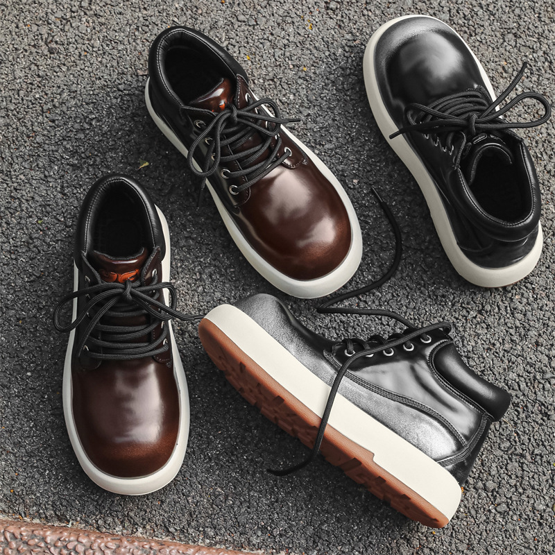 男女兼用ハイカット厚底スニーカー ストリート系ウォーキングシューズ