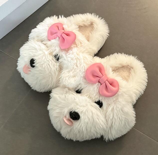 【ほかほか癒し】くま顔厚底ルームシューズ（4cm・もこもこ・室内履き）