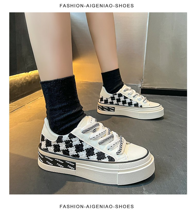 【ギンガムチェック×美脚スタイルアップ×韓国系】6.0cm厚底スニーカー
