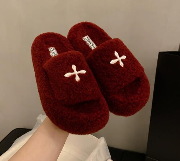 厚底ふわふわ毛足ルームシューズ ミュールタイプ