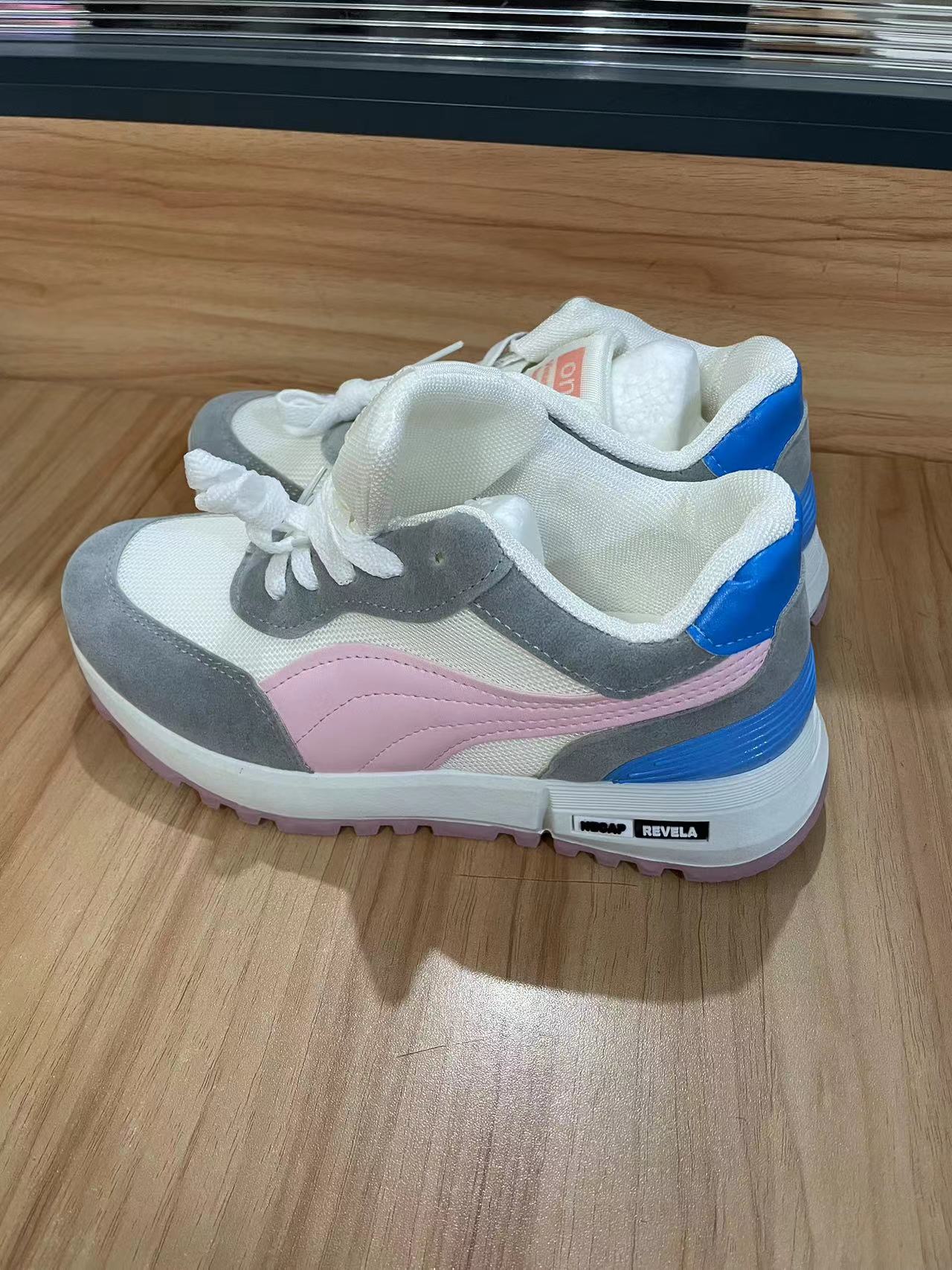 【グレーブルー配色×通気メッシュ×韓国系】3.0cm厚底スニーカー