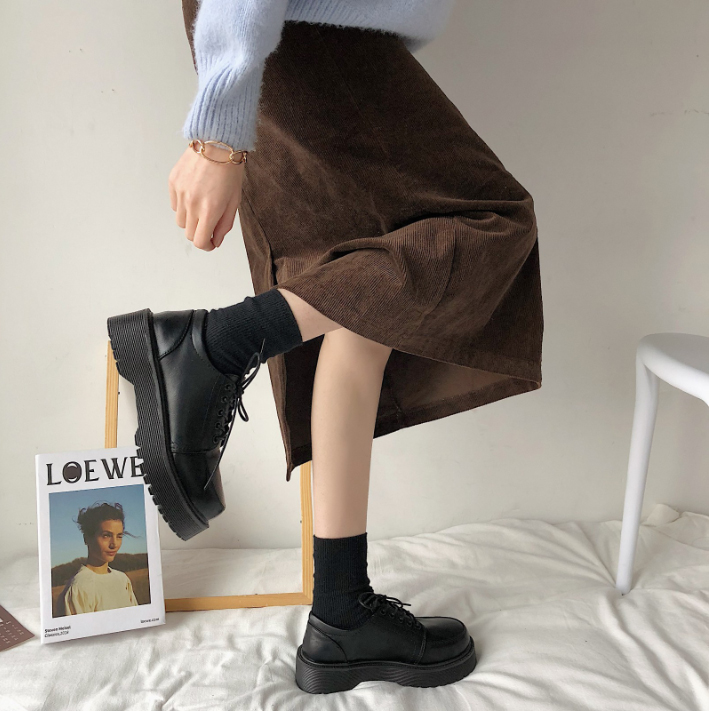 レディース厚底スニーカー紐靴マニッシュシューズ