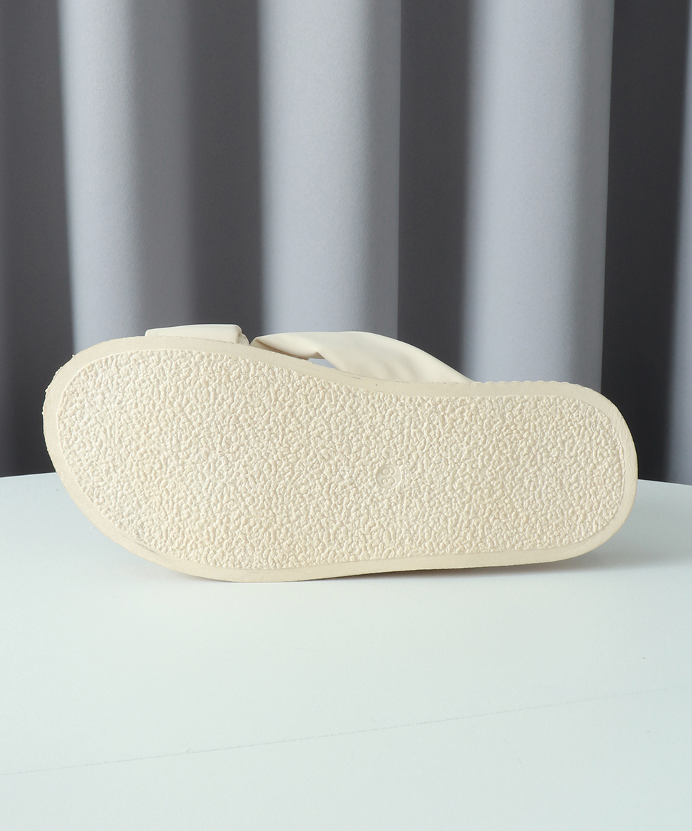 レディース厚底サンダル リボン付きスリッパ