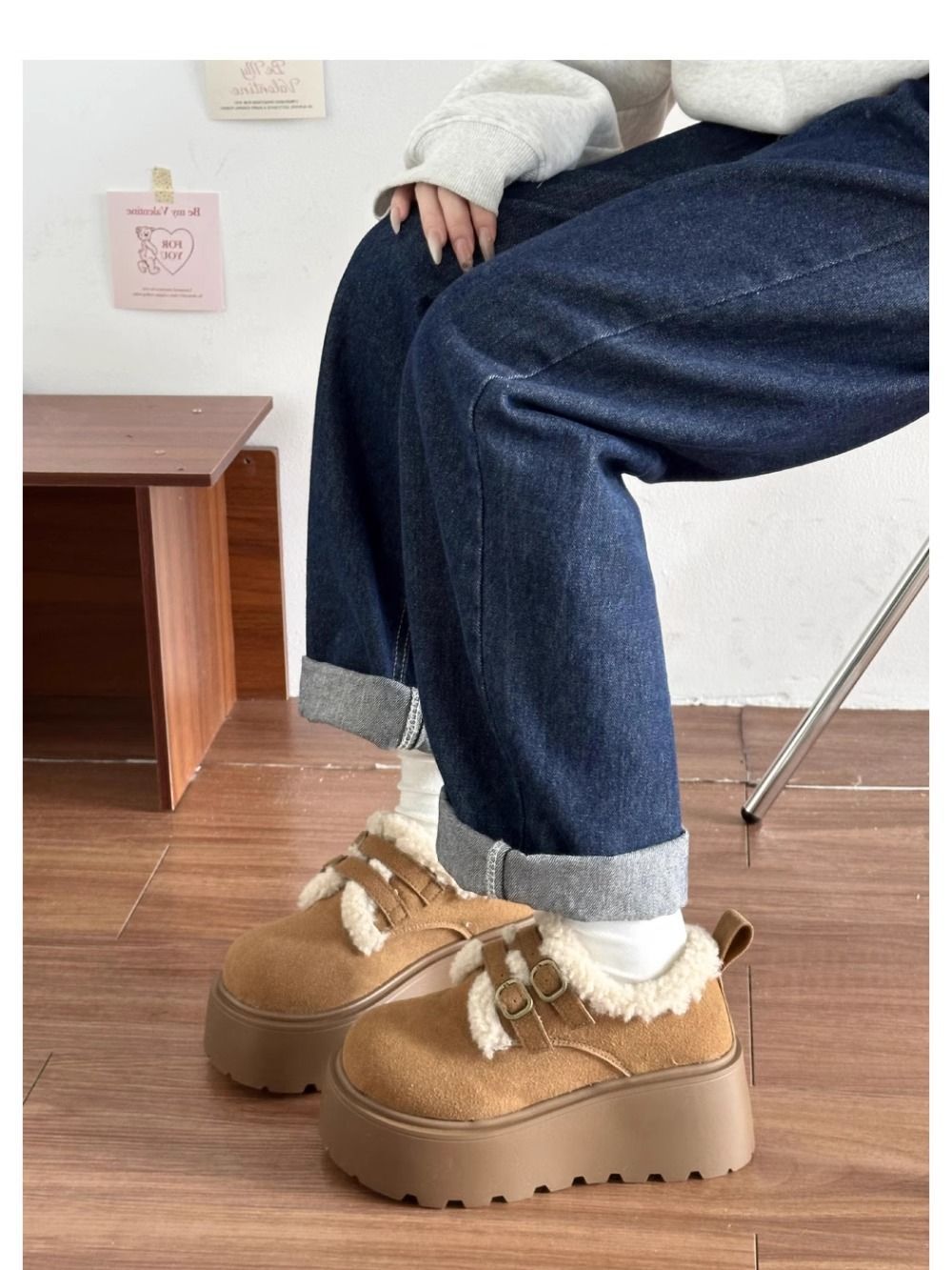冬新作 裏起毛 防寒ブーツ 厚底 もこもこ 女性靴