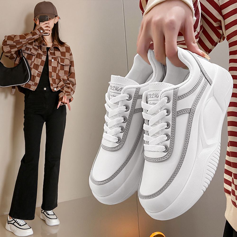 厚底スニーカー レディース 疲れない 韓国風 白黒