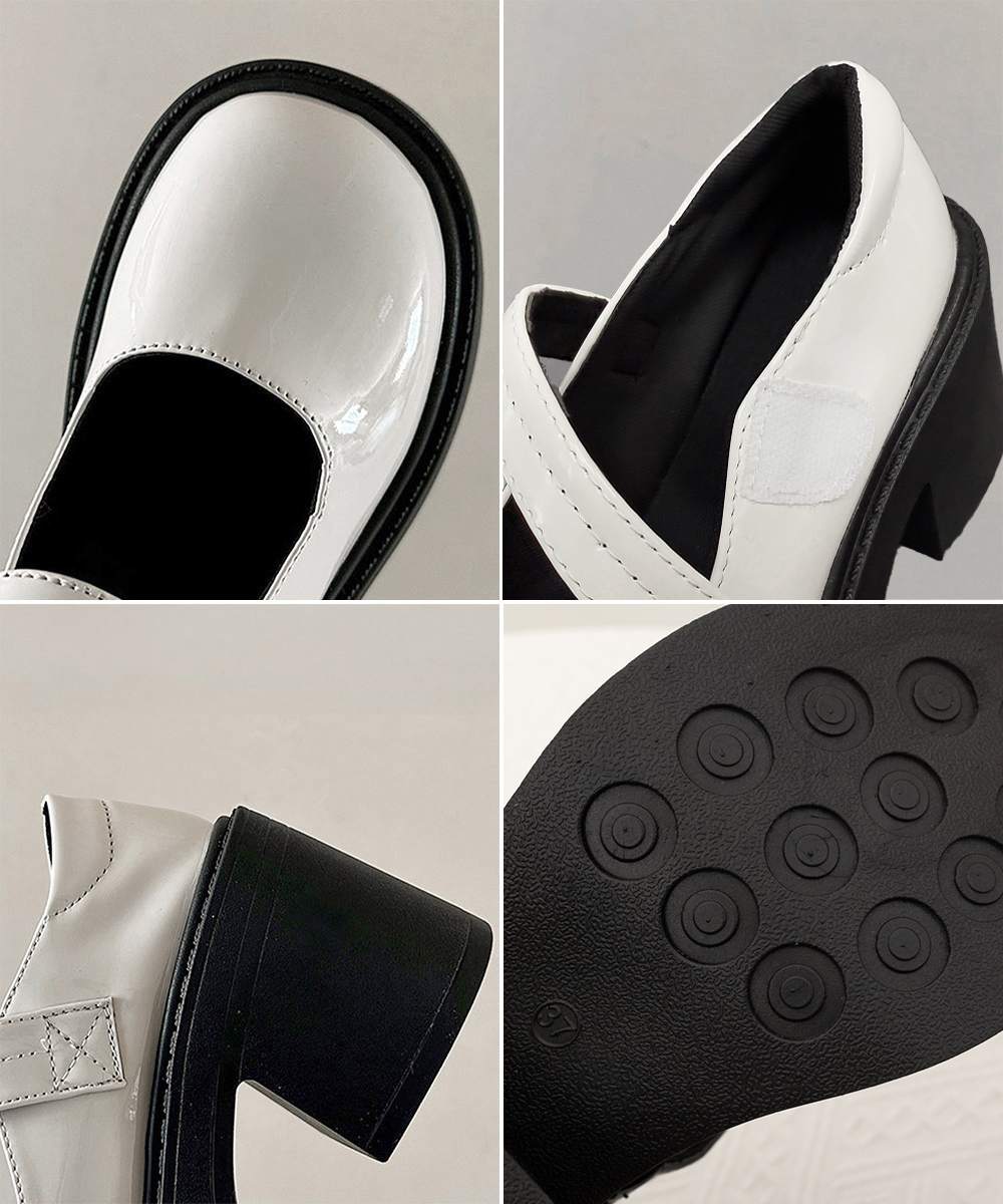 厚底ローファー 学院風 美脚効果 太ヒール レディース靴