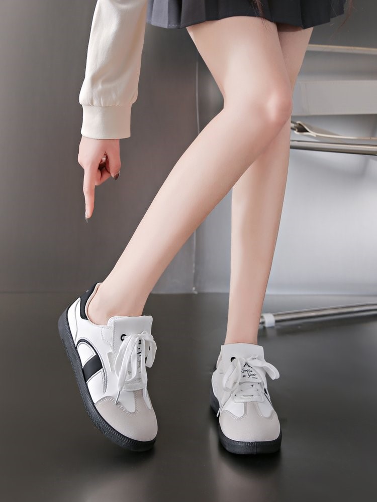 厚底配色スニーカー レトロ風美脚カジュアルシューズ