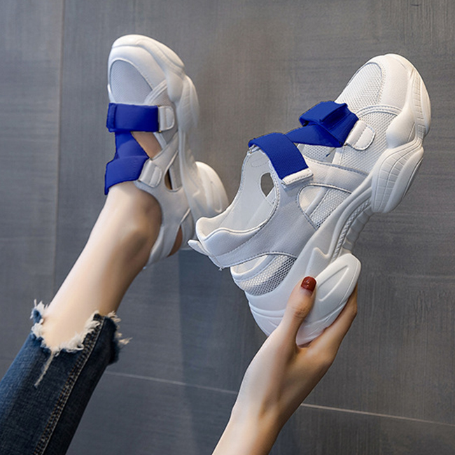 厚底７センチ スポーツサンダル 軽量通気性メッシュ