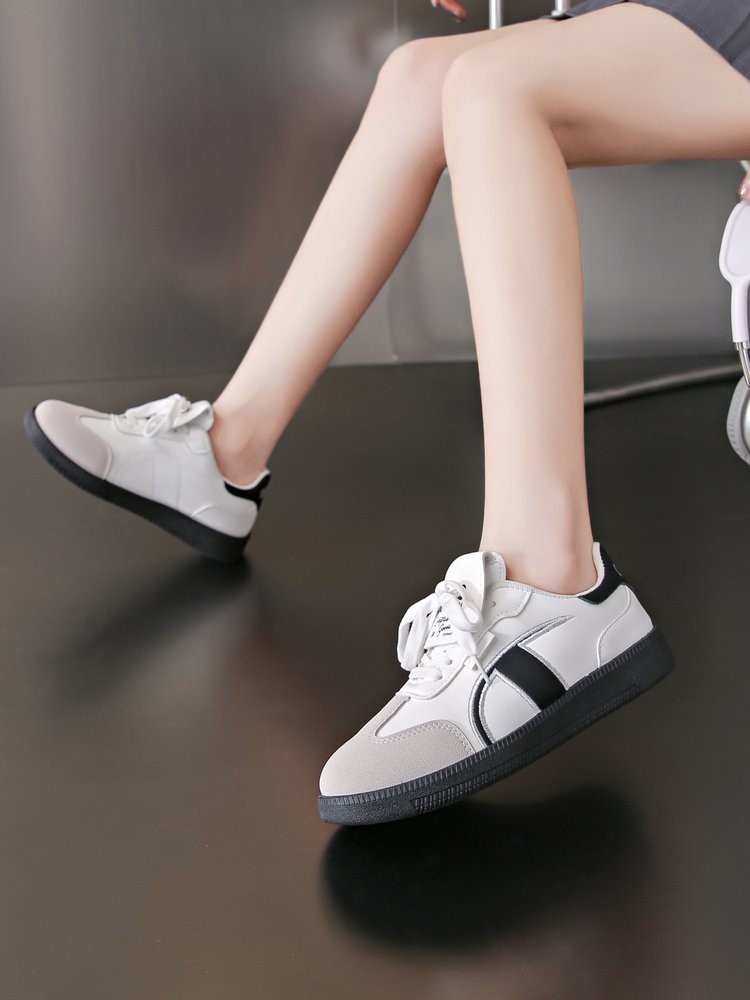 厚底配色スニーカー レトロ風美脚カジュアルシューズ
