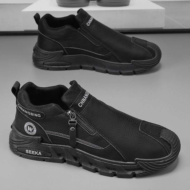 厚底 ジッパー付きスリッポン厚底スポーツシューズ