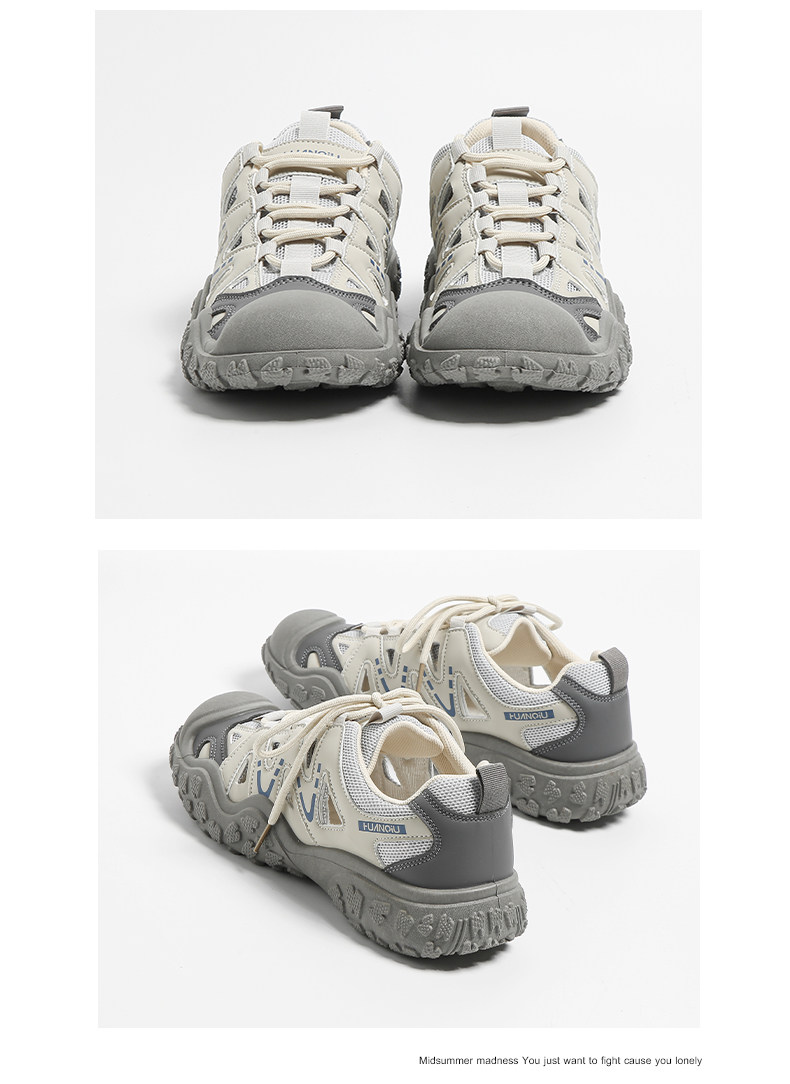 【立体成型ソール×通気メッシュ×韓国系】厚底アウトドアスポーツシューズ