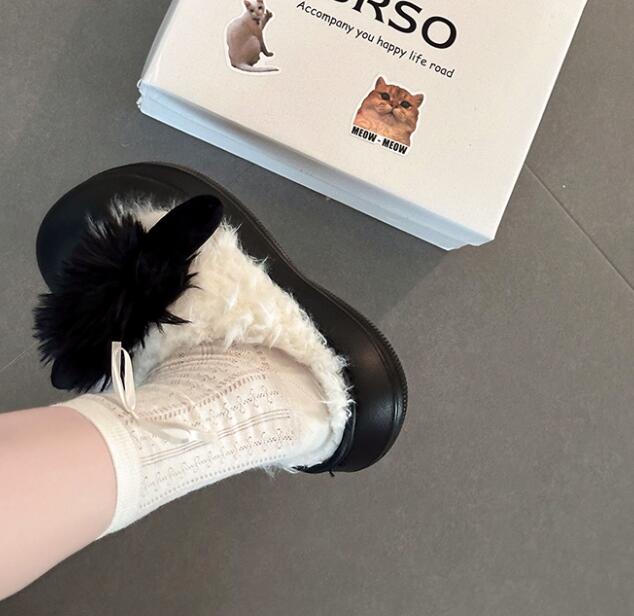 【あったか柔らか】もこもこ厚底サンダル（4cm・秋冬つっかけ）