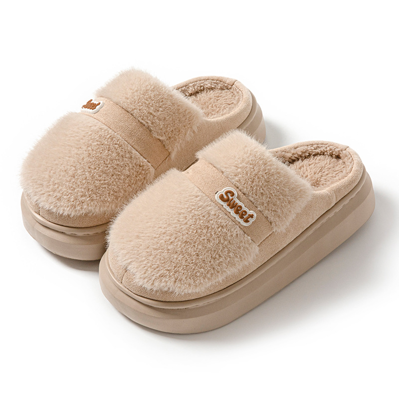 厚底ふわふわファールームシューズ防寒スリッパ