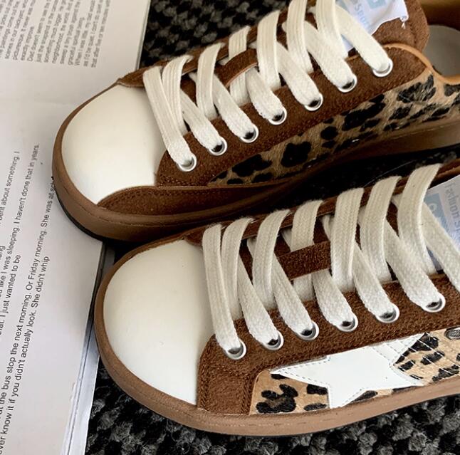 秋冬レオパード柄厚底パンプス履きやすい運動靴