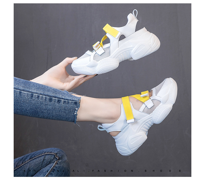 厚底７センチ スポーツサンダル 軽量通気性メッシュ