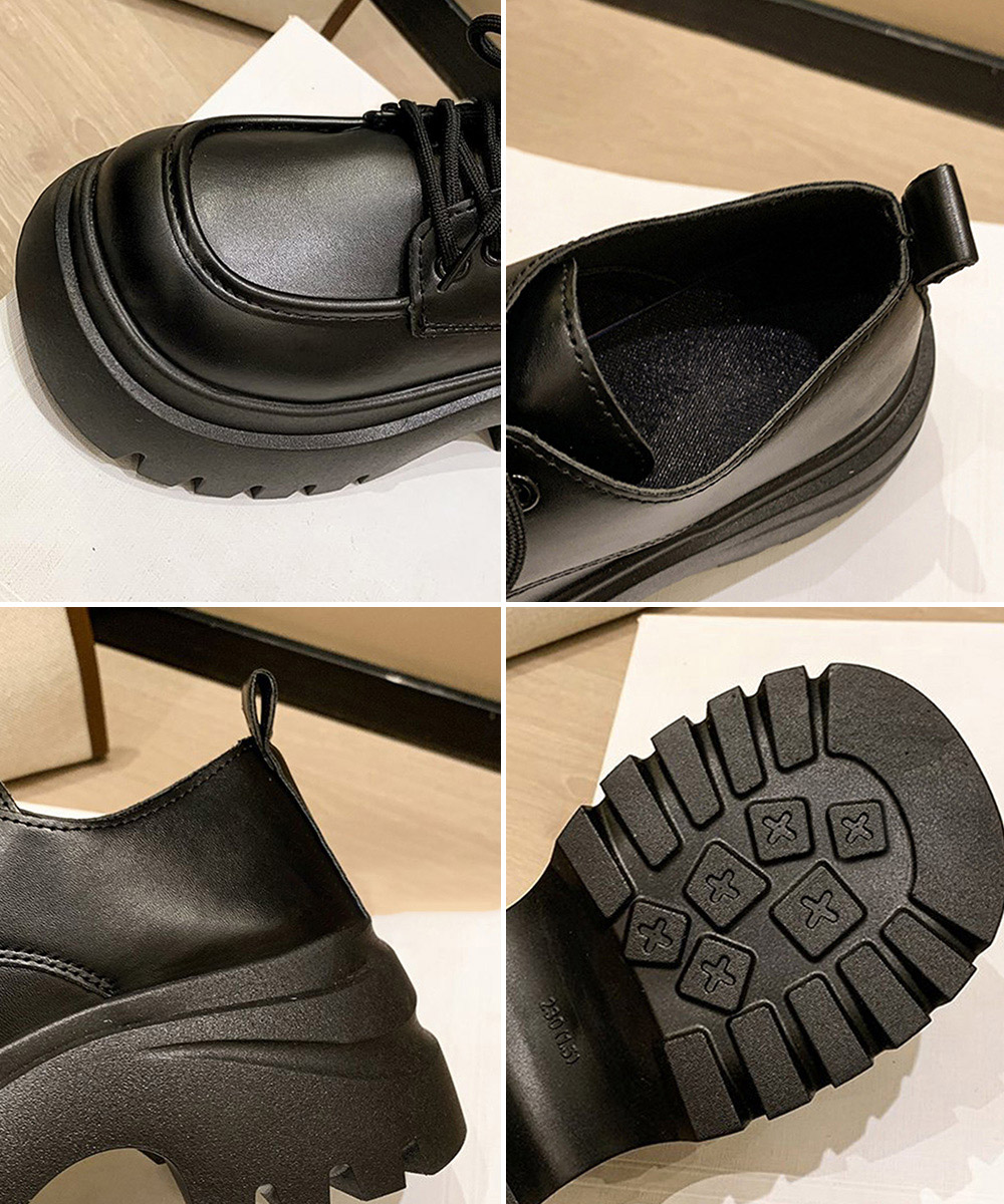 厚底ローファー ボリューム底 編み上げ靴