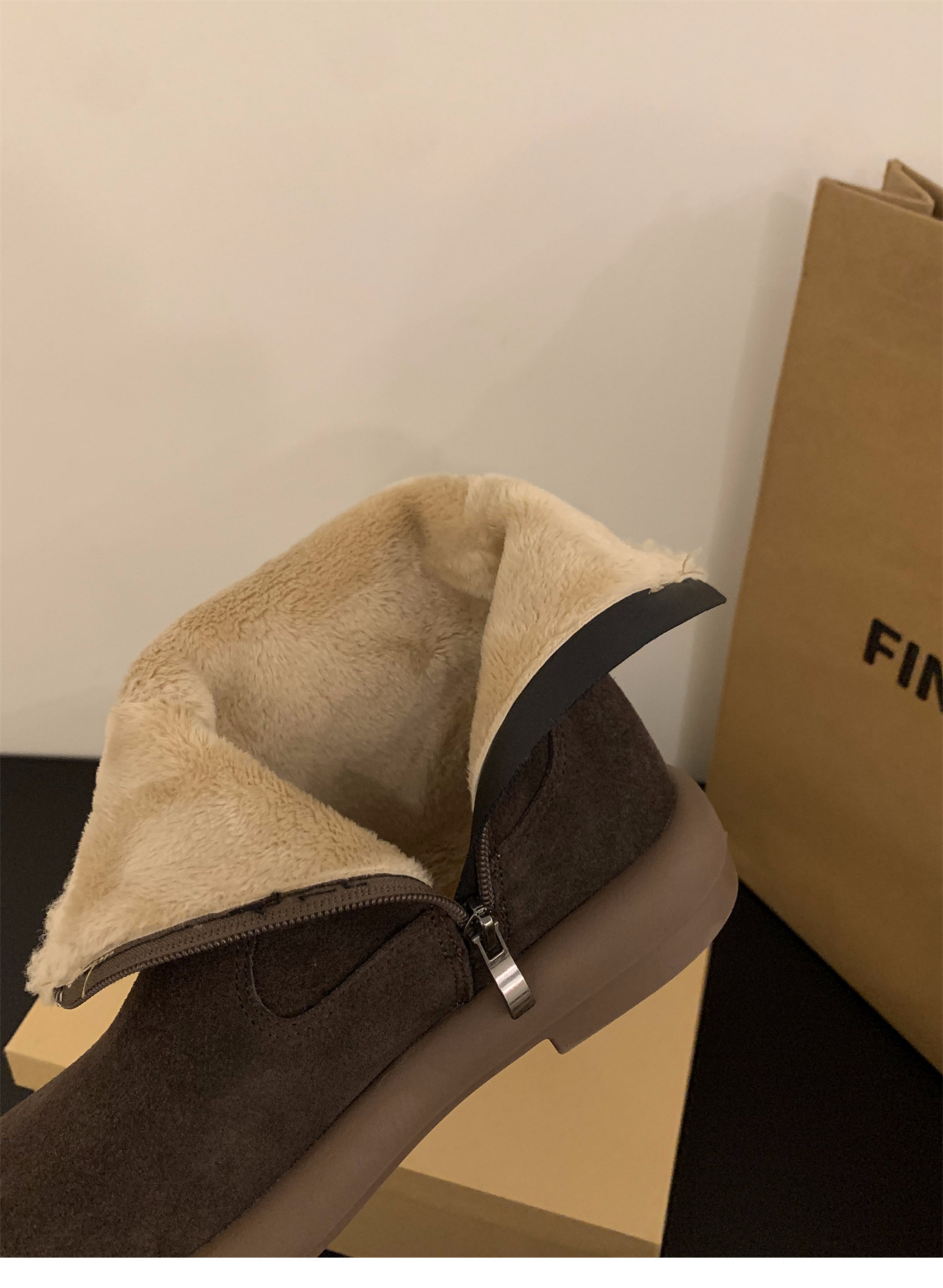 2024冬新作 ベロア厚底ショートブーツ 裏起毛防寒